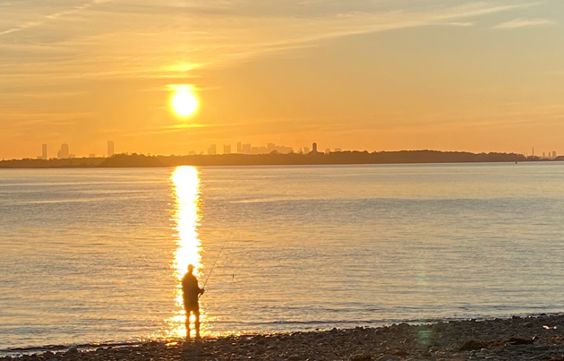 Fishing at sunset at Hull Gut