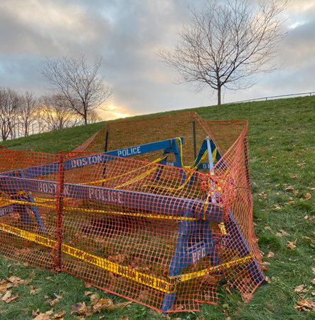 Blocked off sinkhole