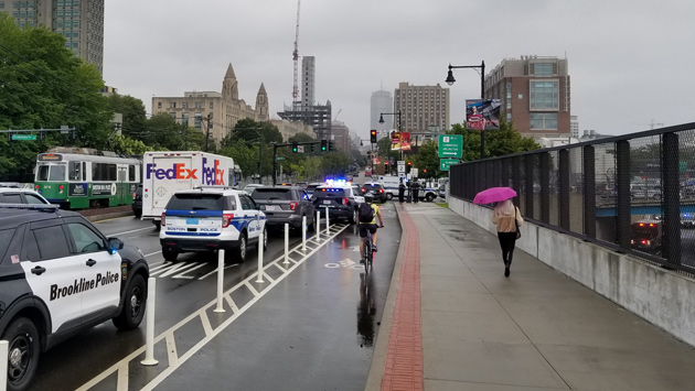 Emergency responders at bridge