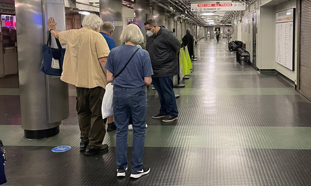 Line outside the CharlieCard store at Downtown Crossing