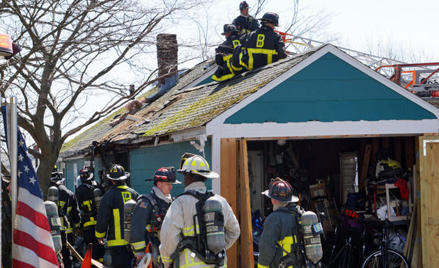 Boston firefighters at Grassmere and DeForest in Hyde Park