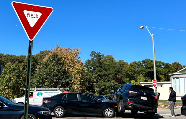 Crash at intersection of Walter and Centre in Roslindale