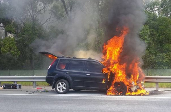 SUV on fire in Milton