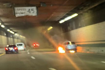 Car on fire inside the Ted Williams Tunnel