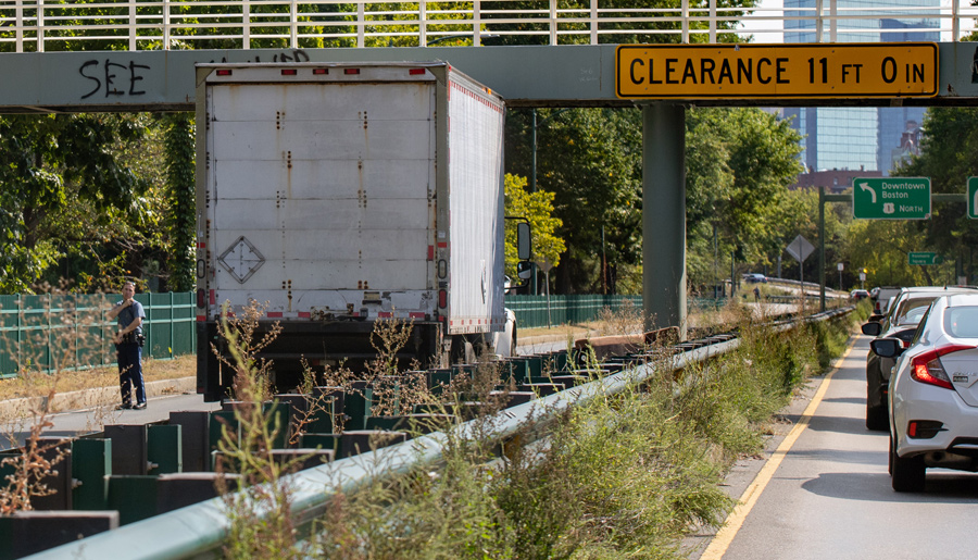 Backwards moved the truck on Storrow Drive