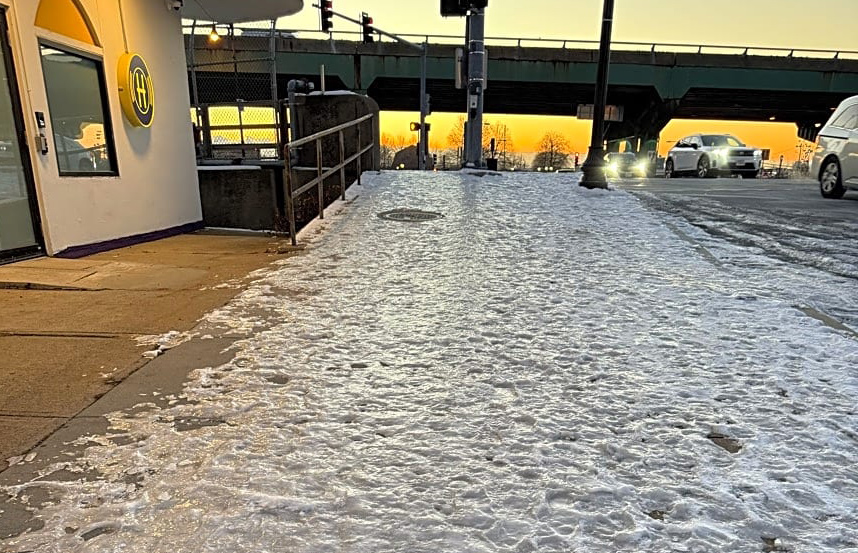 Iced over sidewalk on Neptune Road in East Boston