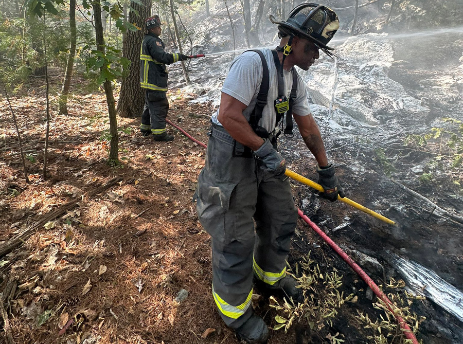 Firefighters fight brush fire in Stony Brook Reservation