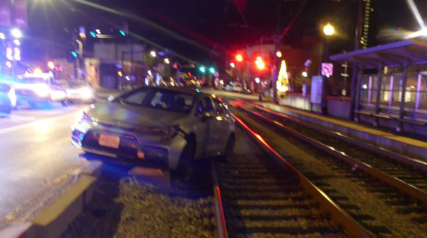 Car disabled on Green Line tracks just inbound from Brightam Circle