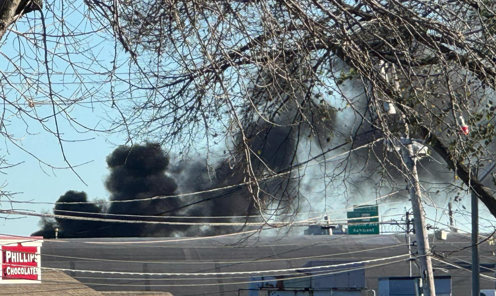 Smoke from car fire on I-93