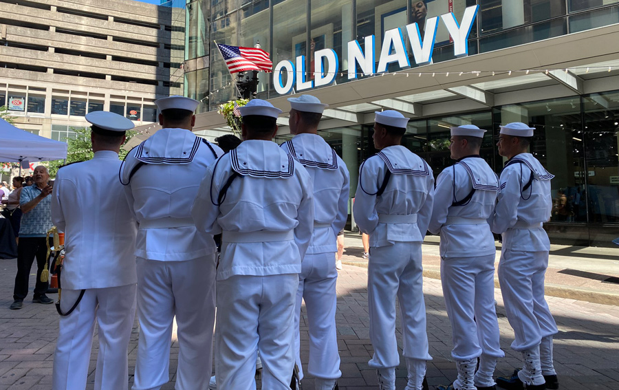 Sailors in front of Old Navy in Downtown Crossing