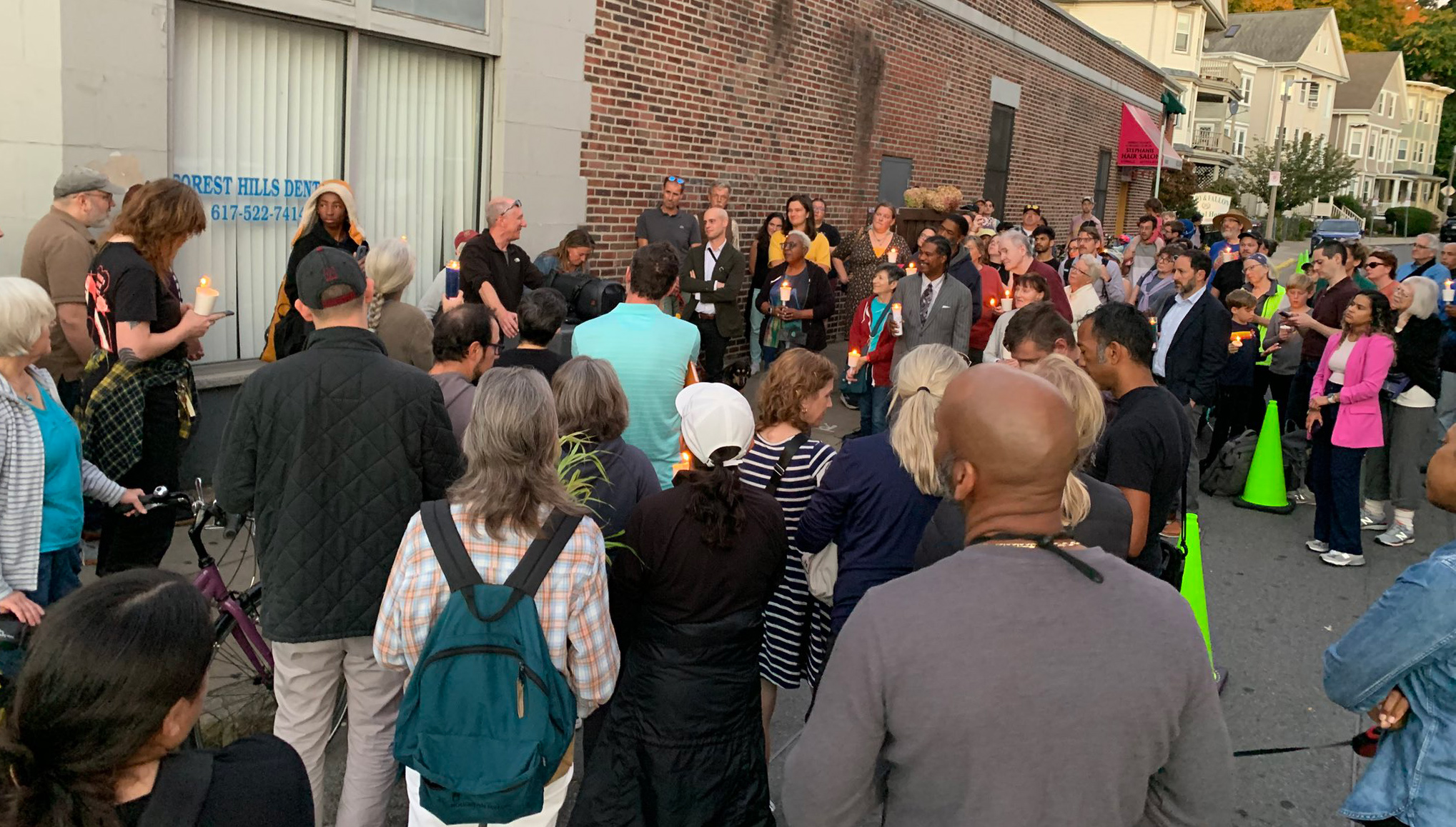 Vigil participants on Tower Street