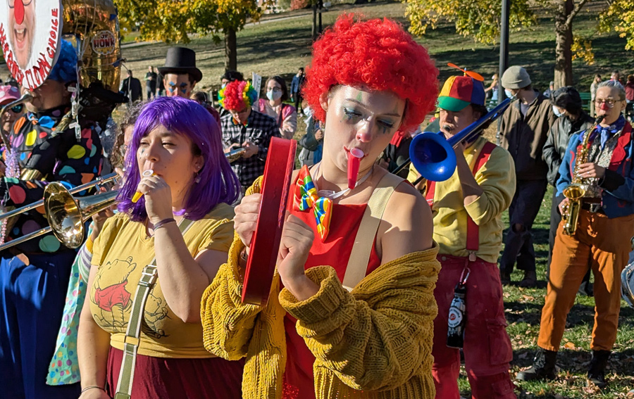 Some clowns protesting men who want to force births