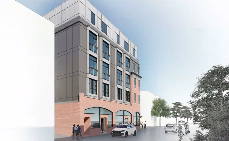 Rendering of proposed five-story apartment building