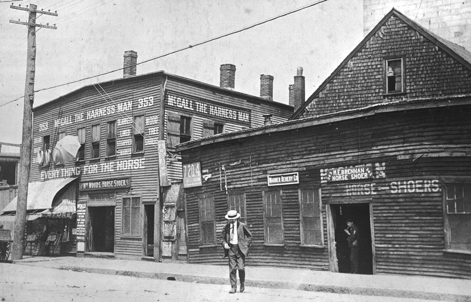 Rutherford Avenue lined with horse-related businesses in 1913.