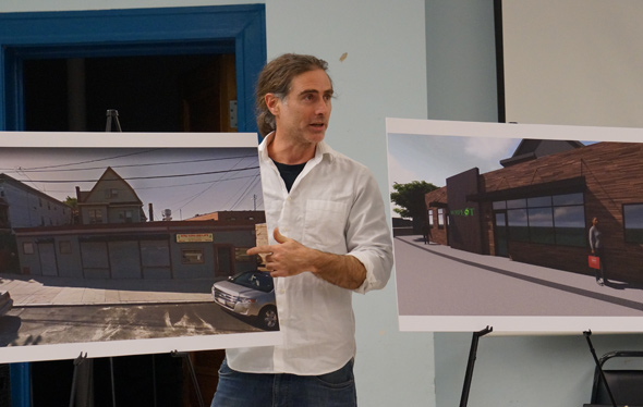 Before and after images of Roslindale pot-shop proposal
