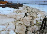 Ice chunks washed up at Port Norfolk in Dorchester