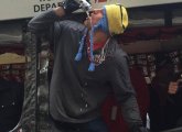 Rob Gronkowski at start of Patriots parade