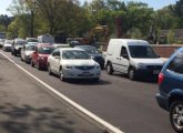 Arborway backed up at Forest Hills in Jamaica Plain