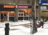 Open Dunkin Donuts in a blizzard