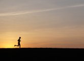 Sunset runner at the Chestnut Hill Reservoir