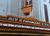 Paramount Theater marquee on Washington Street in downtown Boston