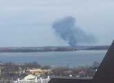 Hingham tire fire as seen from South Boston