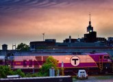 MBTA commuter rail train in Cambridge