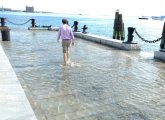 Long Wharf in Boston flooded by king tide