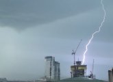 Lightning hits a building under construction in Boston