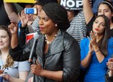 Pressley speaks as AOC, others listen