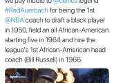 Honoring Red Auerbach for his role in hiring black players for Black History Month