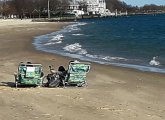 People breaking out the beach chairs in South Boston