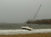 Boat during Hurricane Sandy on Carson Beach