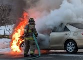 Car fire in Acton