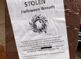 Stolen wreath poster vows to find the bastard who stole a South End resident's Halloween wreath