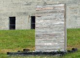 Boarded up Confederate memorial