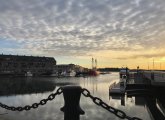 Calm Boston Harbor from Christopher Columbus Park