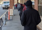 Line at the West Roxbury Roche Bros.