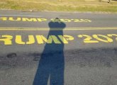 Trump graffiti on Day Boulevard in South Boston