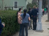 Waiting to vote at the Allston library