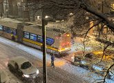 39 bus having trouble in the snow on South Huntington Avenue