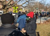 People lined up for test kits in Brighton