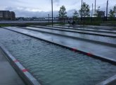 Flooded bocce courts in the North End