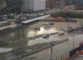 Flooded parking lot