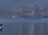 Fog over Boston Harbor