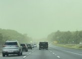 Yellow-green haze  over the turnpike in Framingham