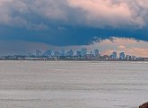 Boston as seen from Swampscott under ominous clouds