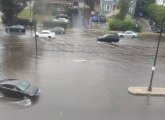 Flooded Commonwealth Avenue in Brighton