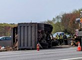 Tipped over dump truck