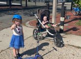 Two hero girls at Jeffries Point gate